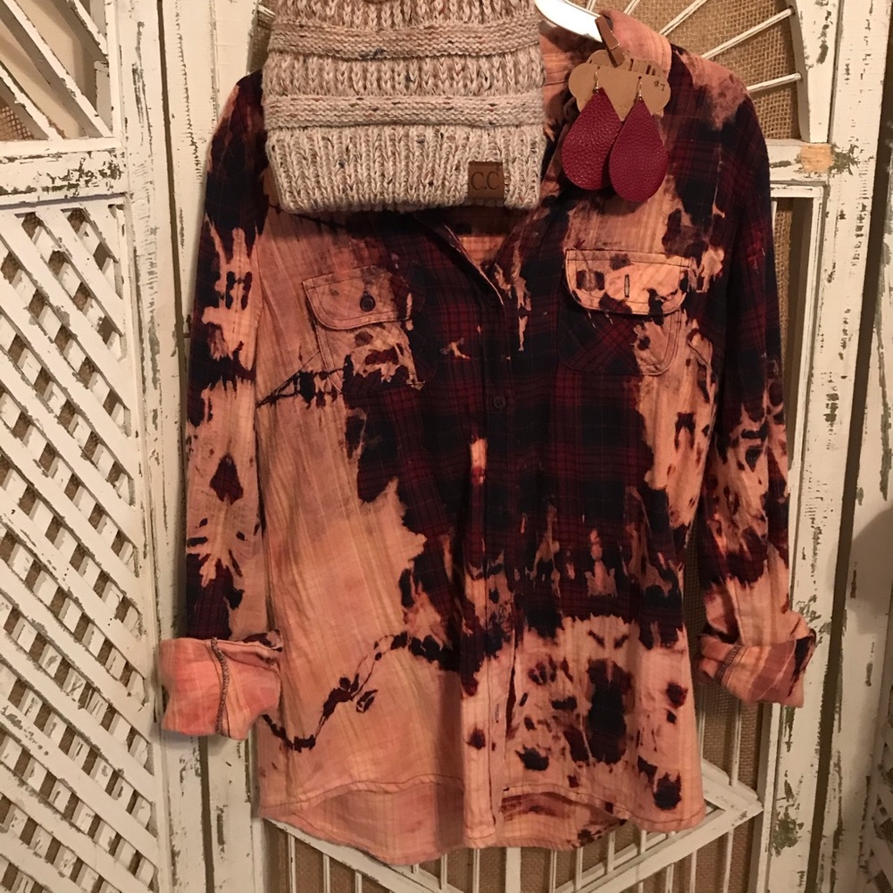 Vintage wash plaid flannel